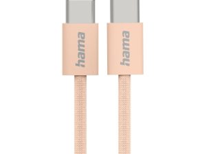 HAMA Кабел за зареждане "Fabric", USB-C - USB-C, 1 m, Nylon, оранжев