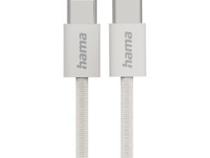 HAMA Кабел за зареждане "Fabric", USB-C - USB-C, 1 m, Nylon, сив