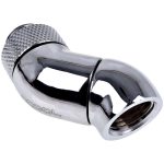 Ъглов адаптер Alphacool Eiszapfen, 2 x 45°, G1/4 външна към G1/4 вътрешна резба, Сребрист