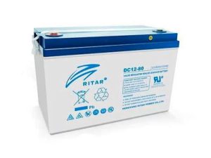 Оловна AGM батерия RITAR (DC12-80), 12V, 80Ah, F15/M8 / F11/M6, За соларни системи