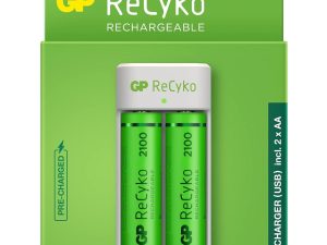 Зарядно GP BATTERIES E211 + 2 * 2100mAh AA, За 2 броя, NiMH