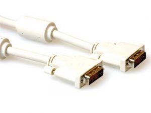 Кабел ACT AK3632, DVI-D мъжко - DVI-D мъжко, 5 м, Бял, Булк