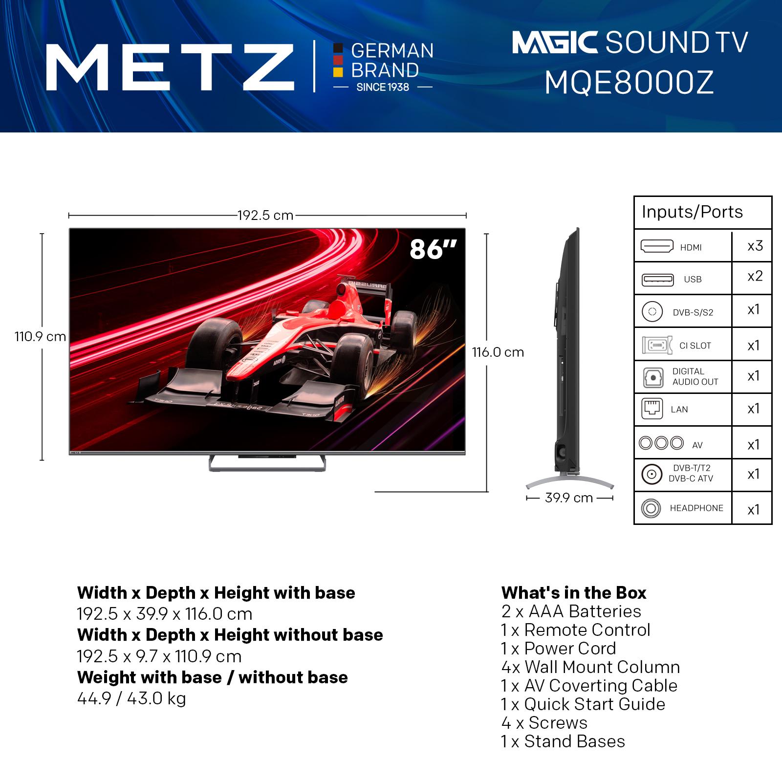 Телевизор METZ 86MQE8000Z, 86"(217 см), QLED, Google TV, 4K/UHD, 144Hz - Image 2