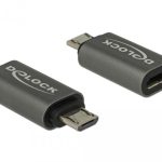 Адаптер Delock, USB 2.0, Micro-B мъжко - USB Type-C женско, Черен