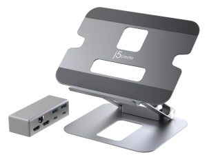 Поставка за лаптоп с докинг станция j5create JTS427, до 16", USB-C, HDMI, 4K