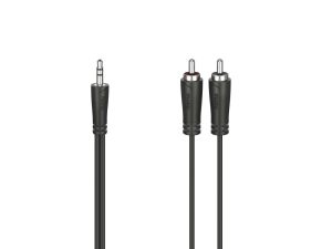 Аудио кабел HAMA, 3.5 mm жак мъжко - 2 x Чинч мъжко, 3.0 m, Стерео, Черен