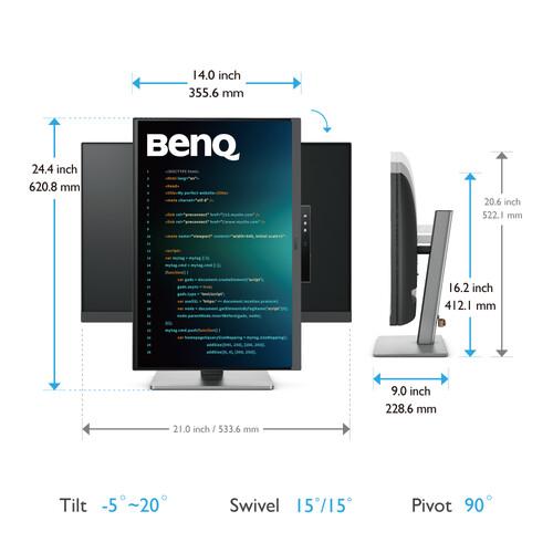 Монитор за програмиране BenQ RD240Q, 24.1", IPS, 2560x1600, 5 ms, 60Hz, HDR10 - Image 9