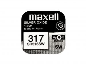 Бутонна батерия сребърна MAXELL SR516 SW /317/  1.55V