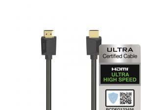 Кабел HAMA High Speed, HDMI мъжко - HDMI мъжко, 8K, 48GB/s, Ethernet, 1 м, Позл. конектори, Черен