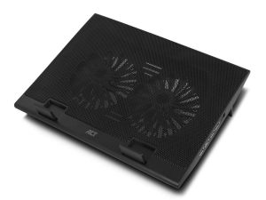 Охладител за лаптоп ACT, До 17", С два вентилатора, USB хъб, Черен
