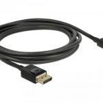 Кабел Delock Mini DisplayPort мъжко - DisplayPort мъжко, 2.0м, 8K 60 Hz, Черен