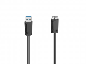 Кабел HAMA, USB 3.0 A мъжко - USB 3.0 Micro-B мъжко, 1.5 м, 5Gbit/s, Черен