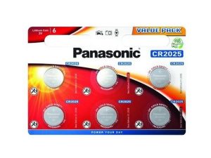 Бутонна батерия литиева PANASONIC CR2025, 3V, 6 бр. в блистер /цена за 6 бр./