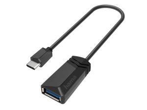 Адаптер HAMA USB-C мъжко - USB 3.2 Gen 1 A женско, 5Gbit/s, 0.15 м., Черен