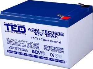 Оловна Батерия TED ELECTRIC, 12V, 12Ah, 152/ 98/ 96 mm, AGM