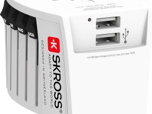 Адаптер SKROSS PRO MUV 2 x USB-A, 1.302960, World, Бял