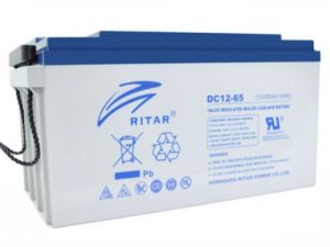 Оловна AGM Deep cycle  батерия RITAR (DC12-65), 12V, 65Ah, 350 / 167 /182 mm  F5/M8 / F11/M6, За соларни системи