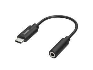 Аудио адаптер HAMA, USB-C мъжко - 3.5 mm аудио жак женско, Стерео, Черен