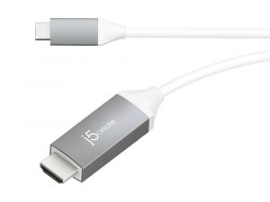 Кабел j5create JCC153G, USB-C мъжко - HDMI мъжко, 1.8 m, Бял