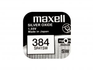Бутонна батерия сребърна MAXELL SR41 SW /384/ AG3   1.55V