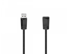 Удължителен кабел HAMA, USB-A женско - USB-A мъжко, 5 м, екраниран, черен