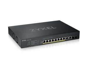 Суич ZyXEL XS1930-12HP, 10-портов, 10GbE, 2xSFP порта, Смарт управляем, PoE