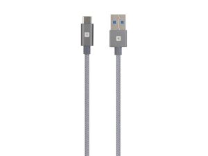Кабел Skross, USB-A - USB-C, Метална оплетка, 1.20 м, Сив