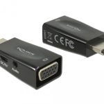 Адаптер Delock, HDMI мъжко - VGA + microUSB + Audio женско, Черен