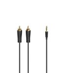 Аудио кабел HAMA, 3.5 mm жак мъжко - 2 x Чинч мъжко, 3.0м, Essential, Черен