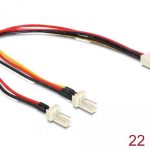 Кабел DeLock Molex, 3 pin женско - 2 x Molex 3 pin мъжко (fan), 22 cm