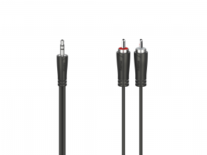 Аудио кабел HAMA, 3.5 mm жак - 2 x Чинч, 1.5м, Черен
