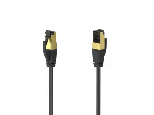 Мрежов пач кабел HAMA S/FTP, CAT 8, RJ-45 - RJ-45, 40Gbit/s, 1.50 m, Halogen-free, Черен