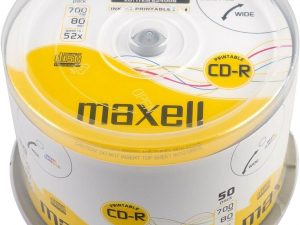 CD-R80 MAXELL 50 pk PRINTABLE 52 speed cake box