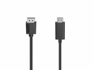 Кабел HAMA 200712, DisplayPort v.1.2 мъжко - HDMI мъжко, Ultra-HD, 4K, 1.5м, Черен