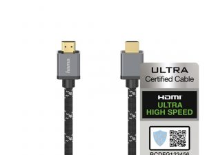 Кабел HAMA Ultra HD, HDMI мъжко - HDMI мъжко, 8K, 48GB/s, Метал, 1 м, Позл. конектори, Черен