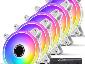 Комплект вентилатори EZDIY-FAB Moonlight White RGB PWM 120mm - 5 Pack