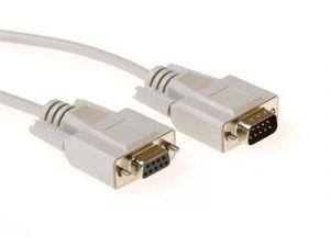 Кабел ACT AK2309, Serial D-sub 9 pin мъжко - D-sub 9 pin женско, 10м, Бял, Булк