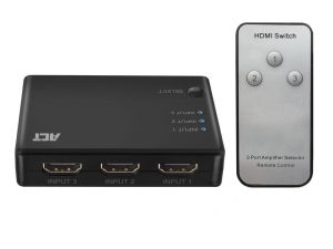 3 портов HDMI суич ACT , 4K@60Hz, USB, Дистанционно, Черен