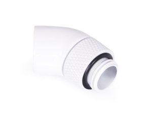 Ъглов адаптер Alphacool Eiszapfen, 45°, G1/4 външна към G1/4 вътрешна резба, Бял