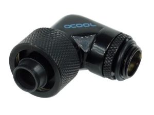Компресионен фитинг Alphacool, 16/10 - G1/4, 90°, Въртящ се, Черен мат