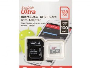 Карта памет SANDISK Ultra microSDHC UHS-I, 128GB, Class 10, 100Mb/s, Адаптер