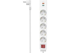 Разклонител HAMA, 5 гнезда, 2x USB, 223186