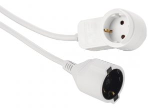 Удължителен кабел HAMA Powerplug, Шуко мъжко, Шуко женско, Допълнителен контакт, 3.0 m, Бял
