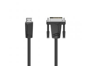 Кабел HAMA 205018, HDMI мъжко - DVI/D мъжко, 1.5 м, Екраниран, Черен