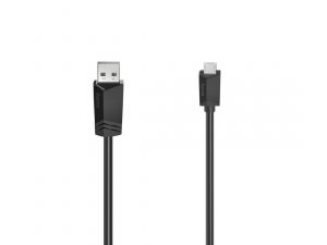 Кабел HAMA USB 2.0- micro USB, Позлатени конектори, 0.75 м., 480 Mbit / сек, Черен
