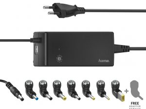 Универсално мрежово зарядно за лаптоп HAMA, изх. 12-22V, 90W, 200004