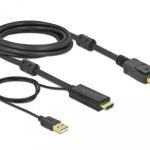 Кабел Delock HDMI мъжко - DisplayPort USB мъжко, 4K 30 Hz, 3 м, Черен