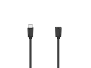 Удължителен кабел, USB-C, 5 Gbit/s, USB-C женско - USB-C мъжко, 0.5 м, USB 3.2 Gen1, Черен