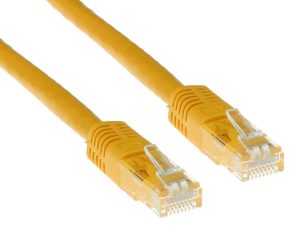 Мрежов пач кабел ACT U/UTP, CAT 6, RJ-45 - RJ-45, 0.5 m, Медни проводници, Жълт, Булк опаковка