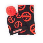 Комплект шал и шапка DIFUZED Deadpool, Symbol, Черен/Червен